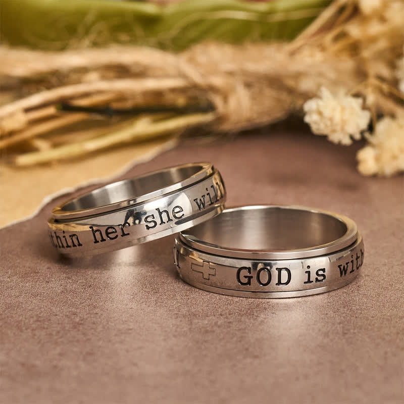 Smooth Rotatable Scripture Ring: Sacred Token of Inner Heavenly Peace