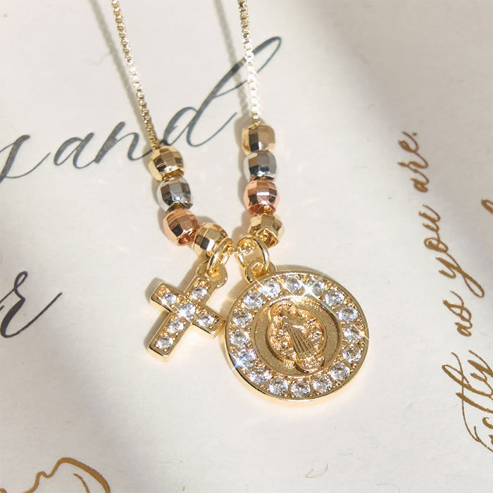 Mixed‑Bead St. Benedict Cross Pendant Necklace: Sign of Everlasting Sacred Safeguard