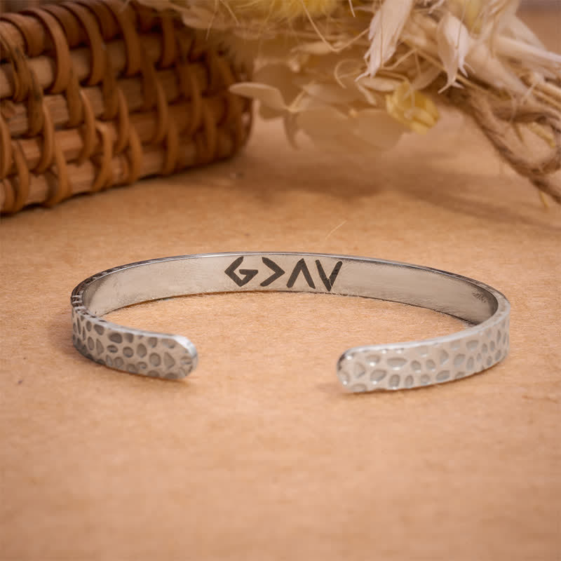 Elegant Hammered Finish God Verse Cuff Bracelet: Reminder of Tender Heavenly Care