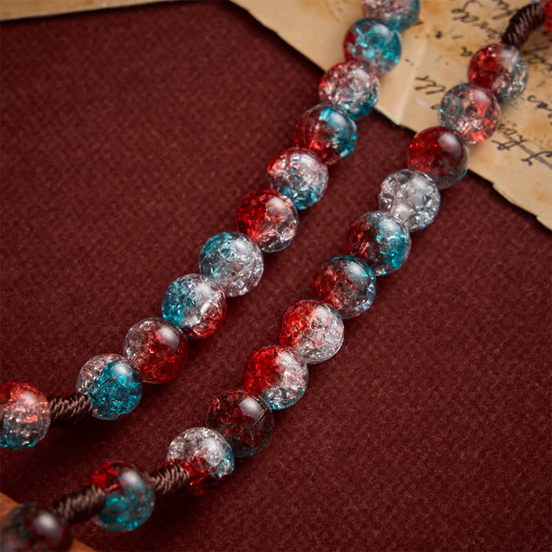Christmas Themed Translucent Crackle Bead Rosary