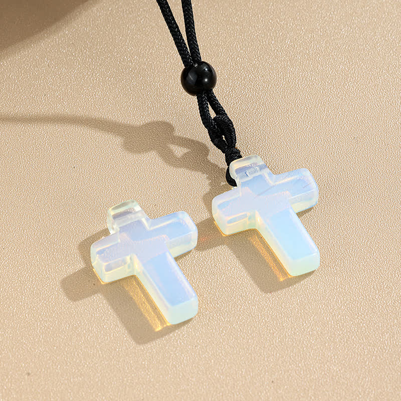 Versatile Natural Stone Cross Knot Necklace: Charm of Everlasting Divine Favor