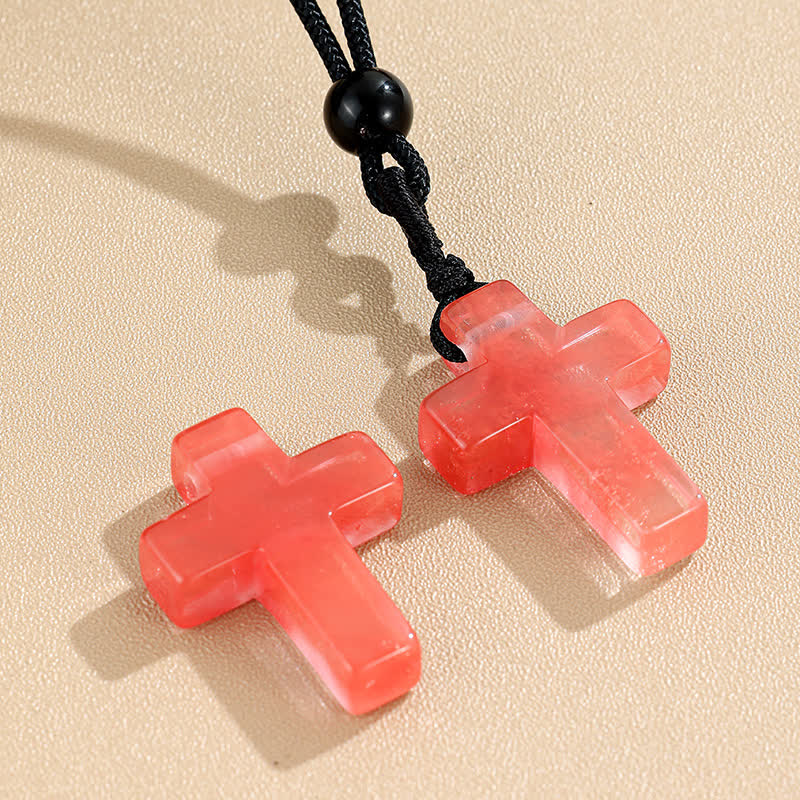Versatile Natural Stone Cross Knot Necklace: Charm of Everlasting Divine Favor