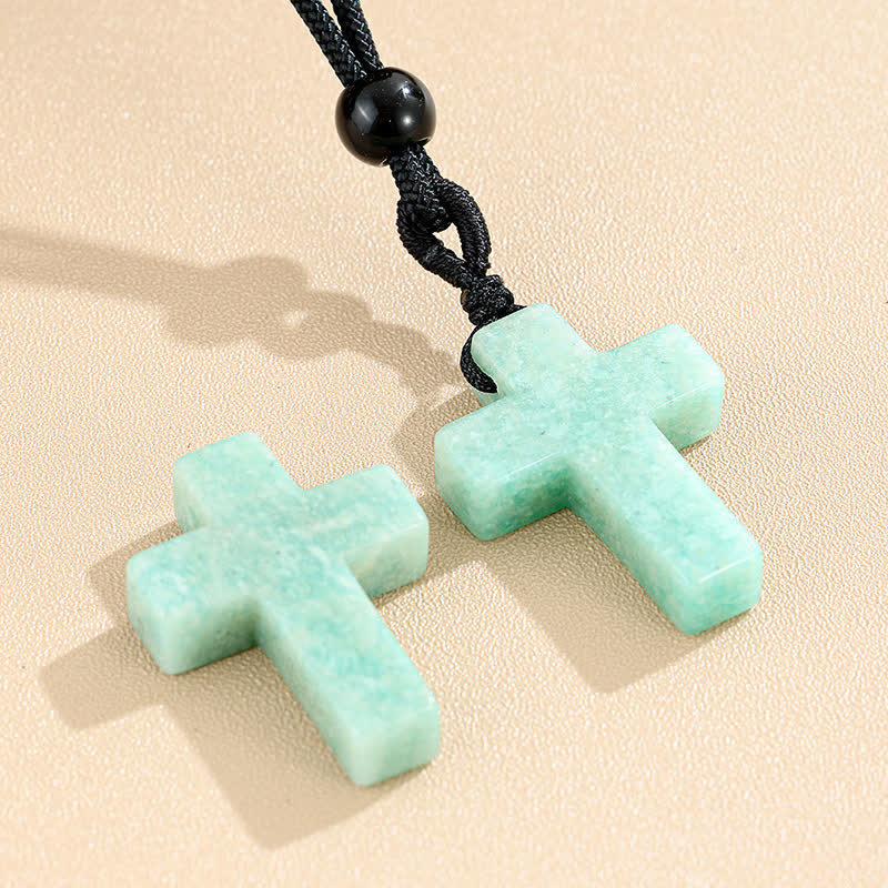 Versatile Natural Stone Cross Knot Necklace: Charm of Everlasting Divine Favor