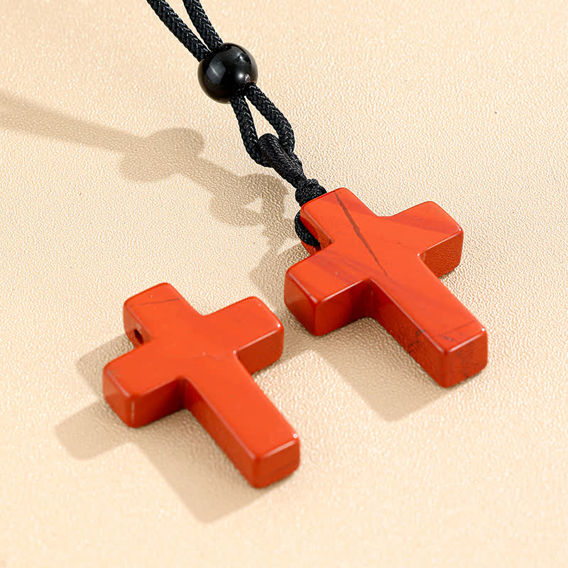 Versatile Natural Stone Cross Knot Necklace: Charm of Everlasting Divine Favor