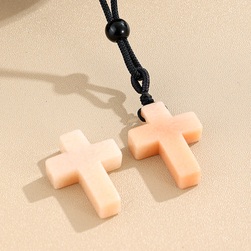 Versatile Natural Stone Cross Knot Necklace: Charm of Everlasting Divine Favor