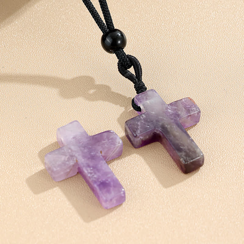 Versatile Natural Stone Cross Knot Necklace: Charm of Everlasting Divine Favor