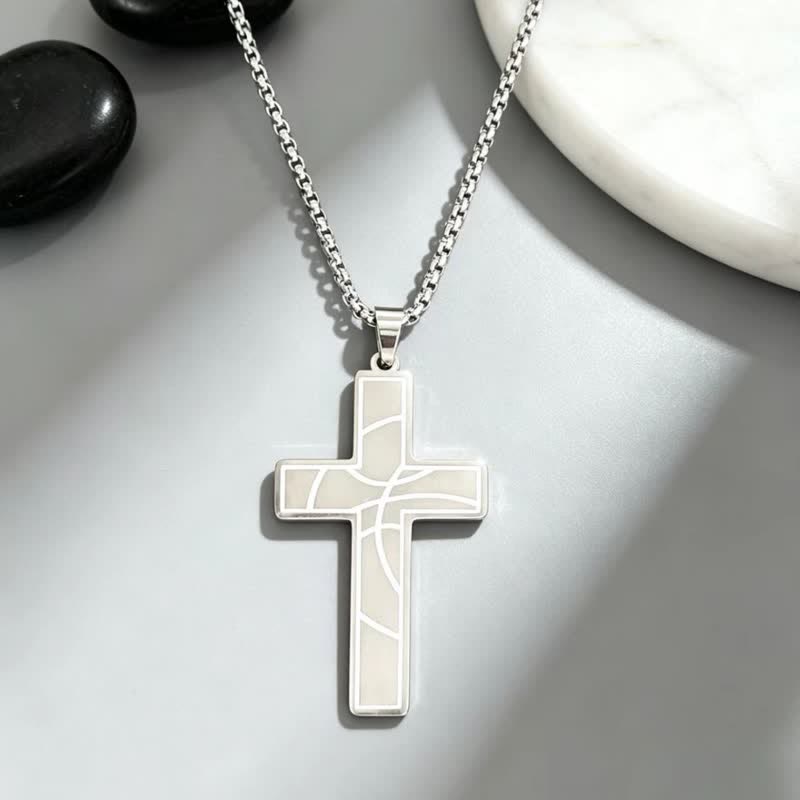 Modern Engraved Stainless Steel Cross Necklace: Bearer of Quiet Heavenly Comfort