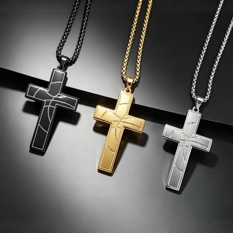 Modern Engraved Stainless Steel Cross Necklace: Bearer of Quiet Heavenly Comfort