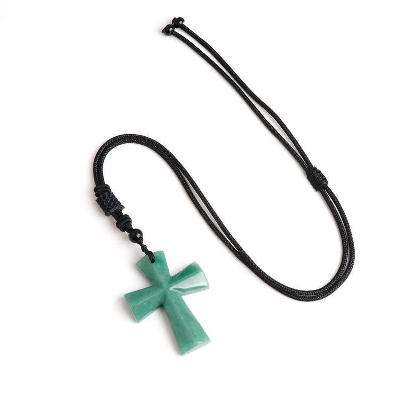 Polished Crystal Cross Knot Cord Necklace: Bearer of Gentle Heavenly Comfort