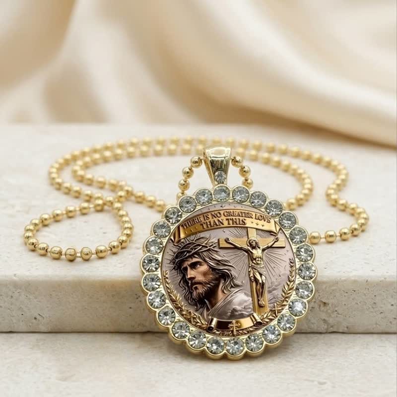 Printed Alloy Jesus Crucifix Pendant Necklace: Sign of Eternal Heavenly Salvation