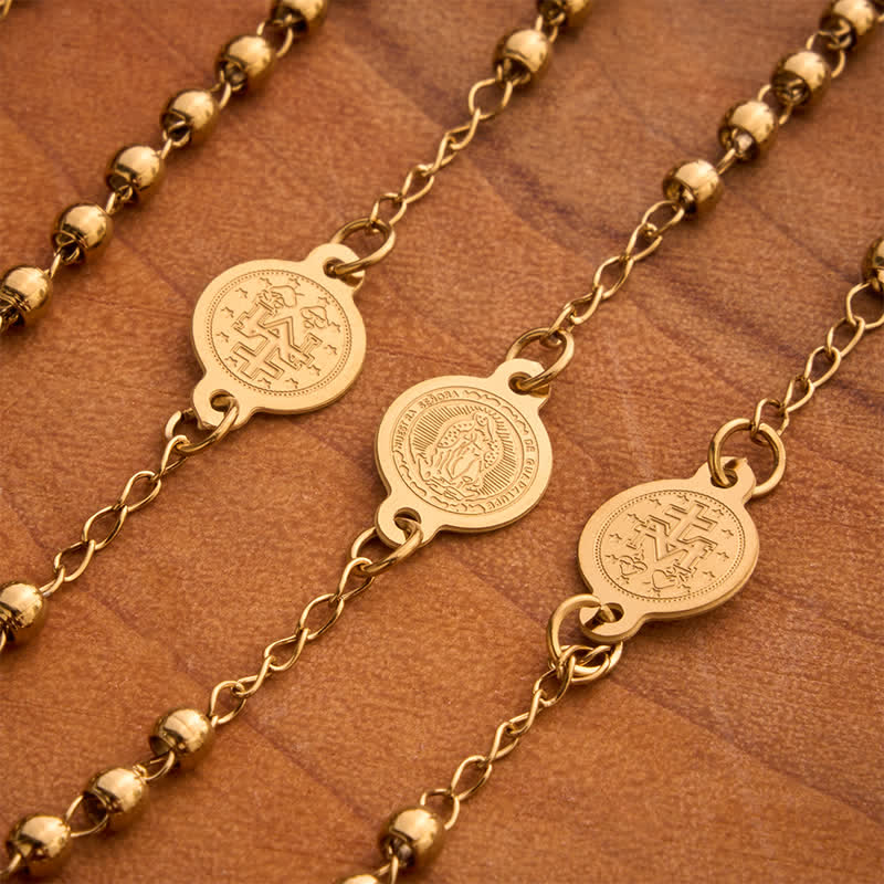 Our Lady Medal & Cross Ball Chain Rosary: Token of Gentle Divine Comfort