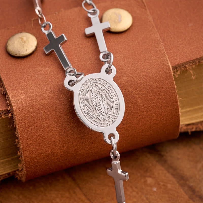 Our Lady Medal Cross Link Rosary: Token of Gentle Divine Comfort