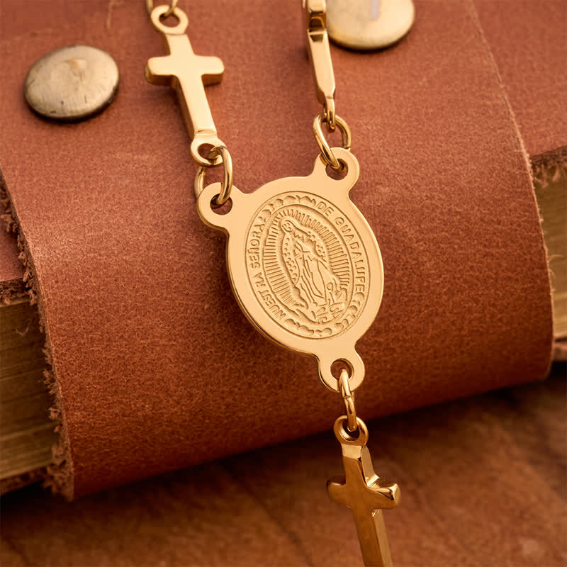 Our Lady Medal Cross Link Rosary: Token of Gentle Divine Comfort