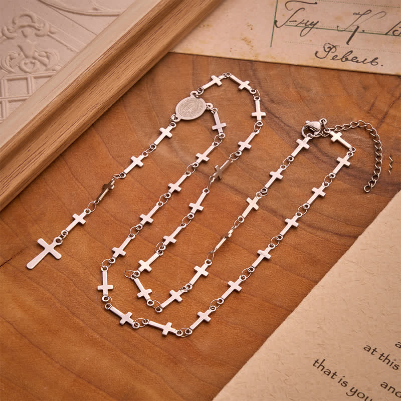 Our Lady Medal Cross Link Rosary: Token of Gentle Divine Comfort