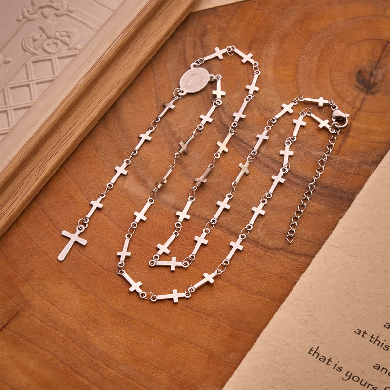 Our Lady Medal Cross Link Rosary: Token of Gentle Divine Comfort