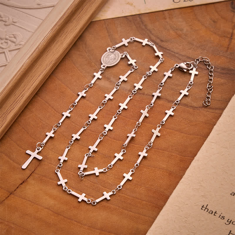Our Lady Medal Cross Link Rosary: Token of Gentle Divine Comfort