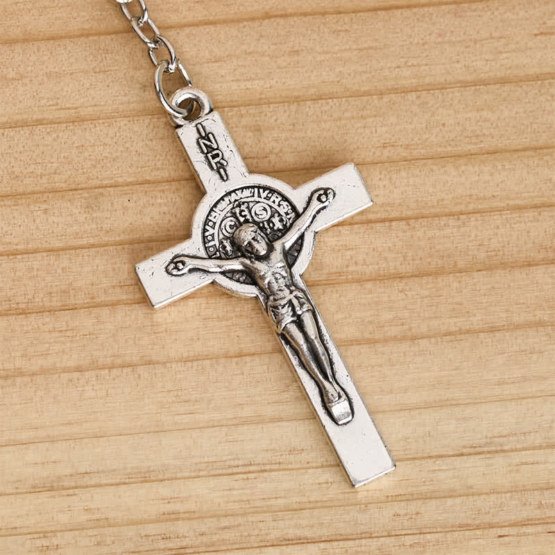 Engraved St Benedict Rosary Bracelet With Crucifix