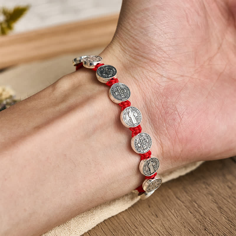 St.Benedict Medal Braided Devotional Bracelet: Token of Gentle Divine Comfort