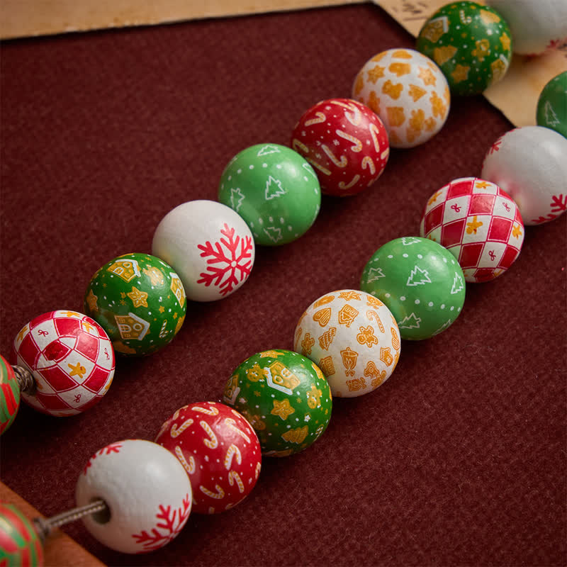 Festive Christmas Wooden Bead Rosary With Holy Spirit Medal & Golden Crucifix