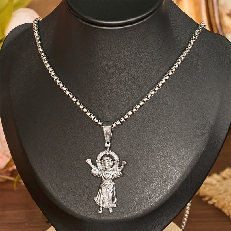 Ornate 3D Divine Child Jesus Wheat Chain Necklace: Icon of Quiet Sacred Serenity