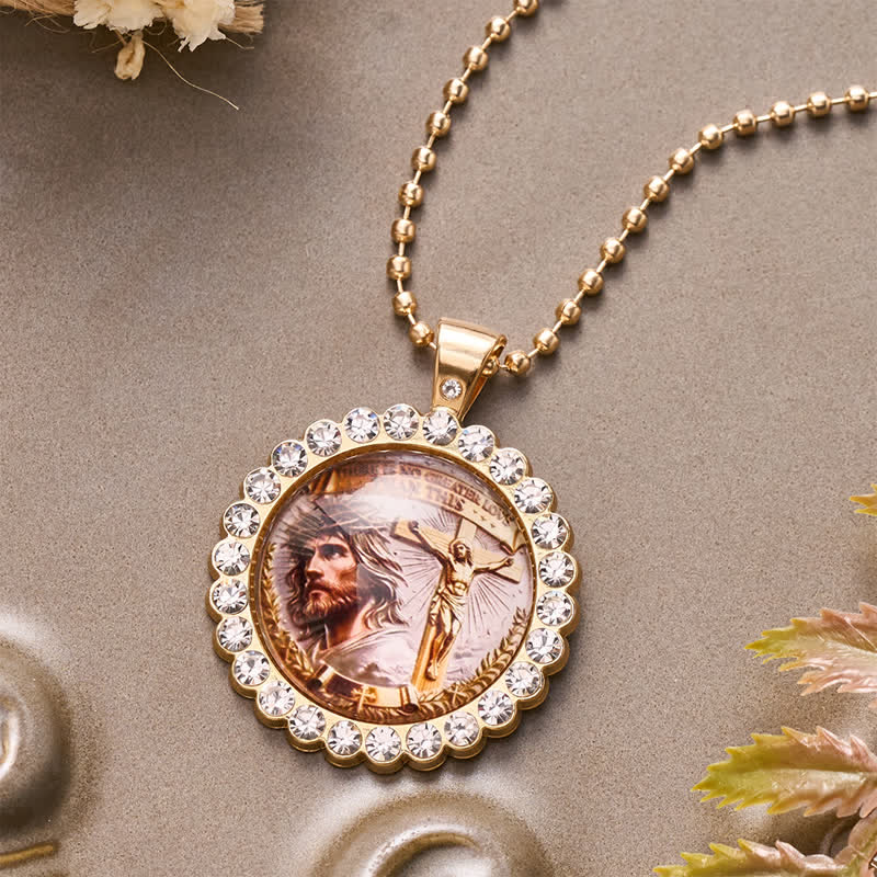 Printed Alloy Jesus Crucifix Pendant Necklace: Sign of Eternal Heavenly Salvation