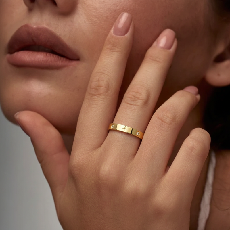 Crystal Cross Ring