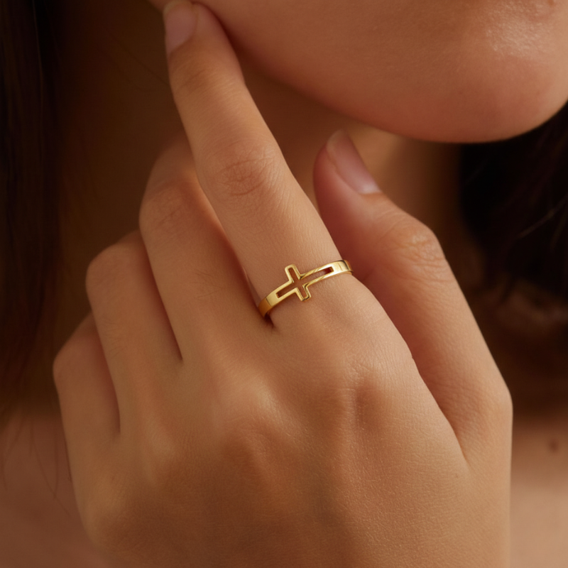 Hollow Cross Ring