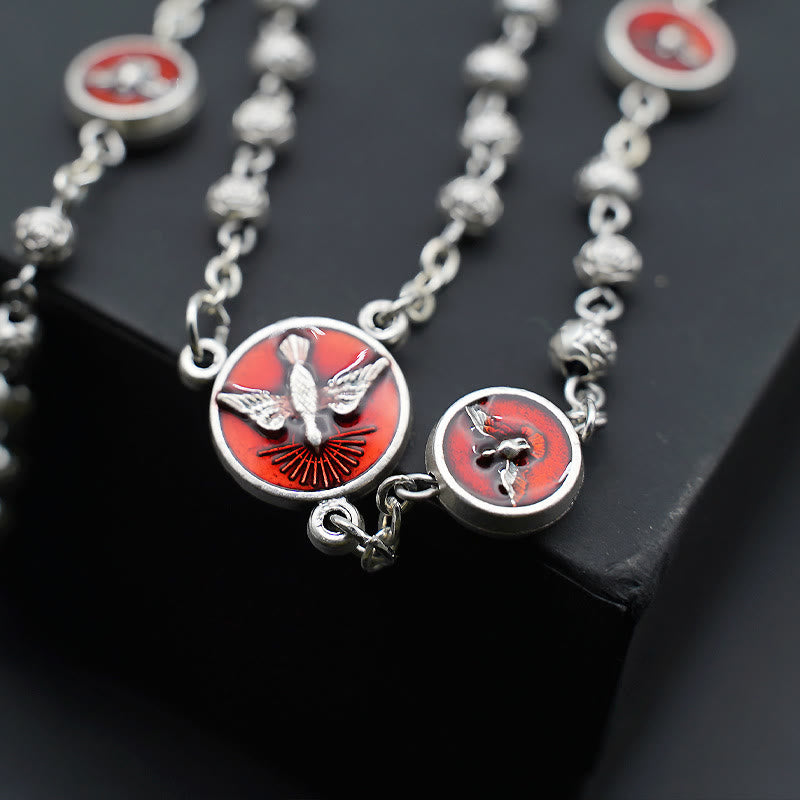 Enamel Holy Spirit Catholic Rosary