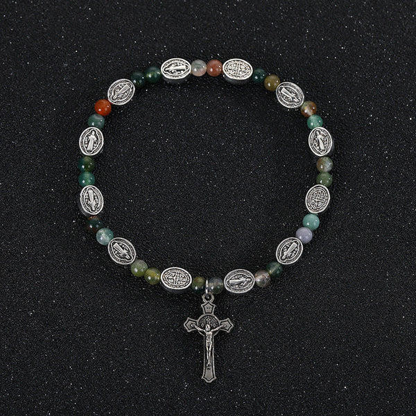 Agate/Turquoise St. Benedict Cross Bracelet