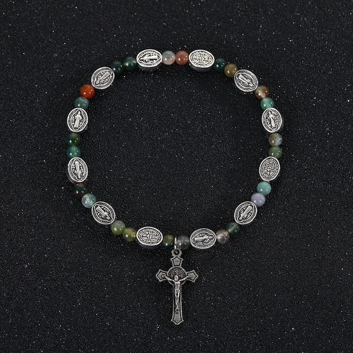 Agate/Turquoise St. Benedict Cross Bracelet