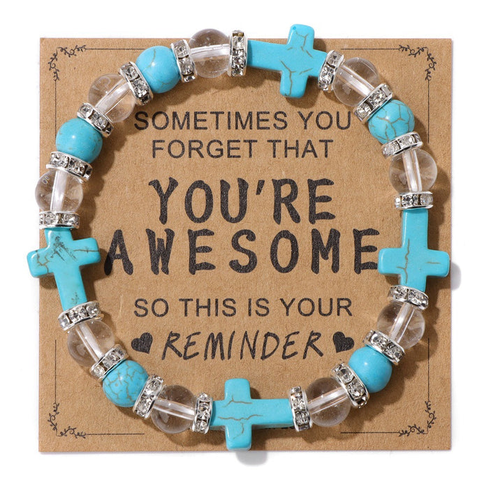 Turquoise Cross Clear Beads Shelter Bracelet