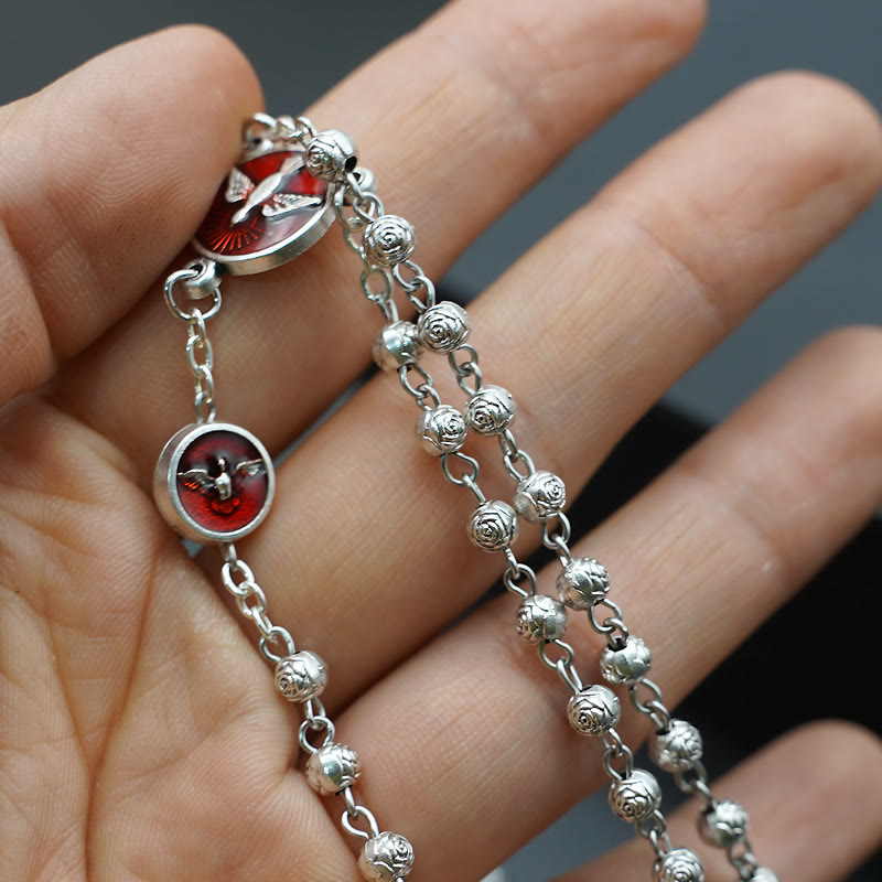 Enamel Holy Spirit Catholic Rosary