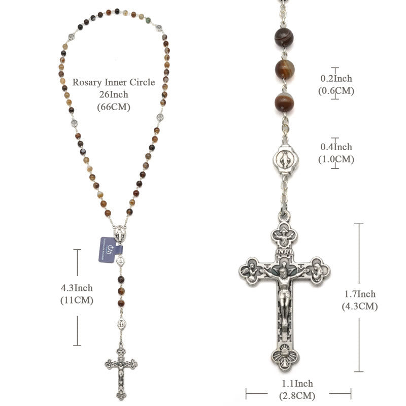 Virgin Mary Agate Prayer Rosary with 5-in-1 Crucifix