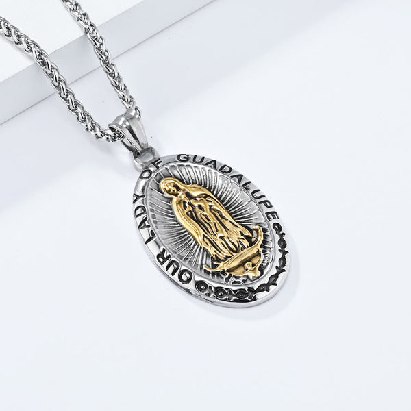 the 3 Colors Our Lady of Guadalupe Stainless Steel Necklace