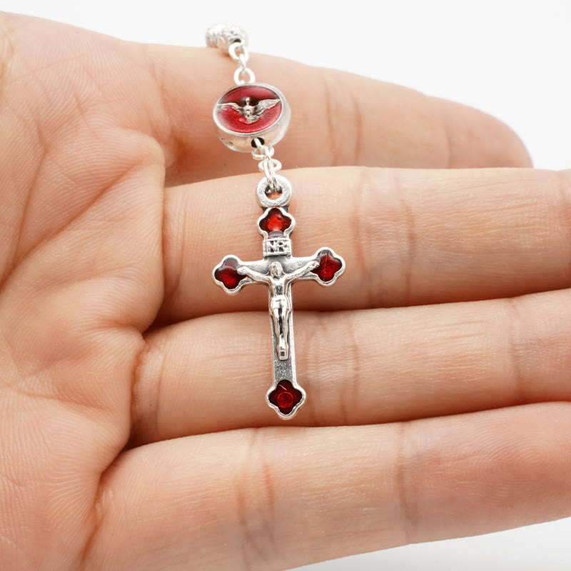Enamel Holy Spirit Catholic Rosary