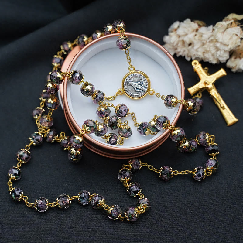 Virgin Mary Glazed Multi-color Crystal Rosary