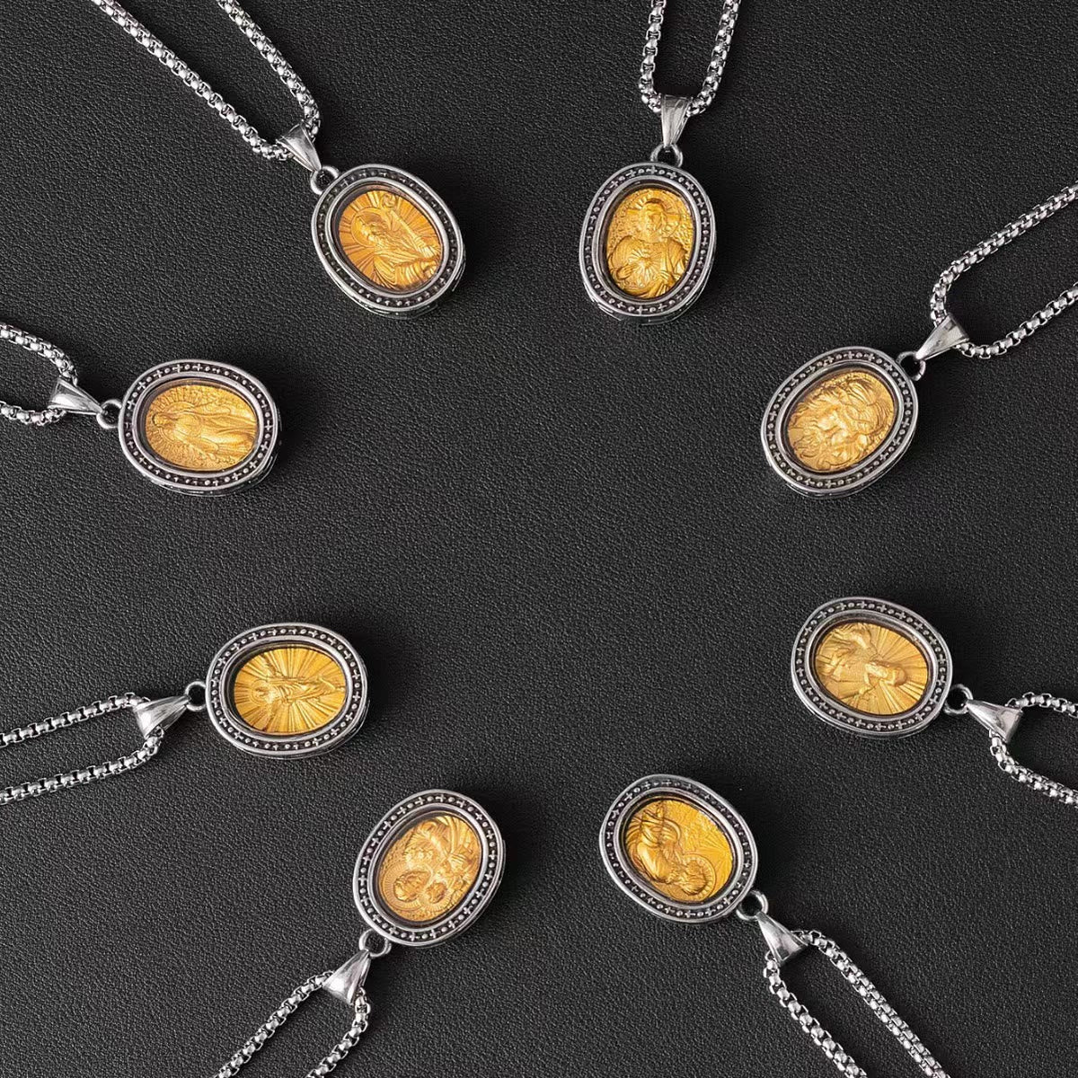 the Golden Christ Saint Medal Pendant Titanium Necklace