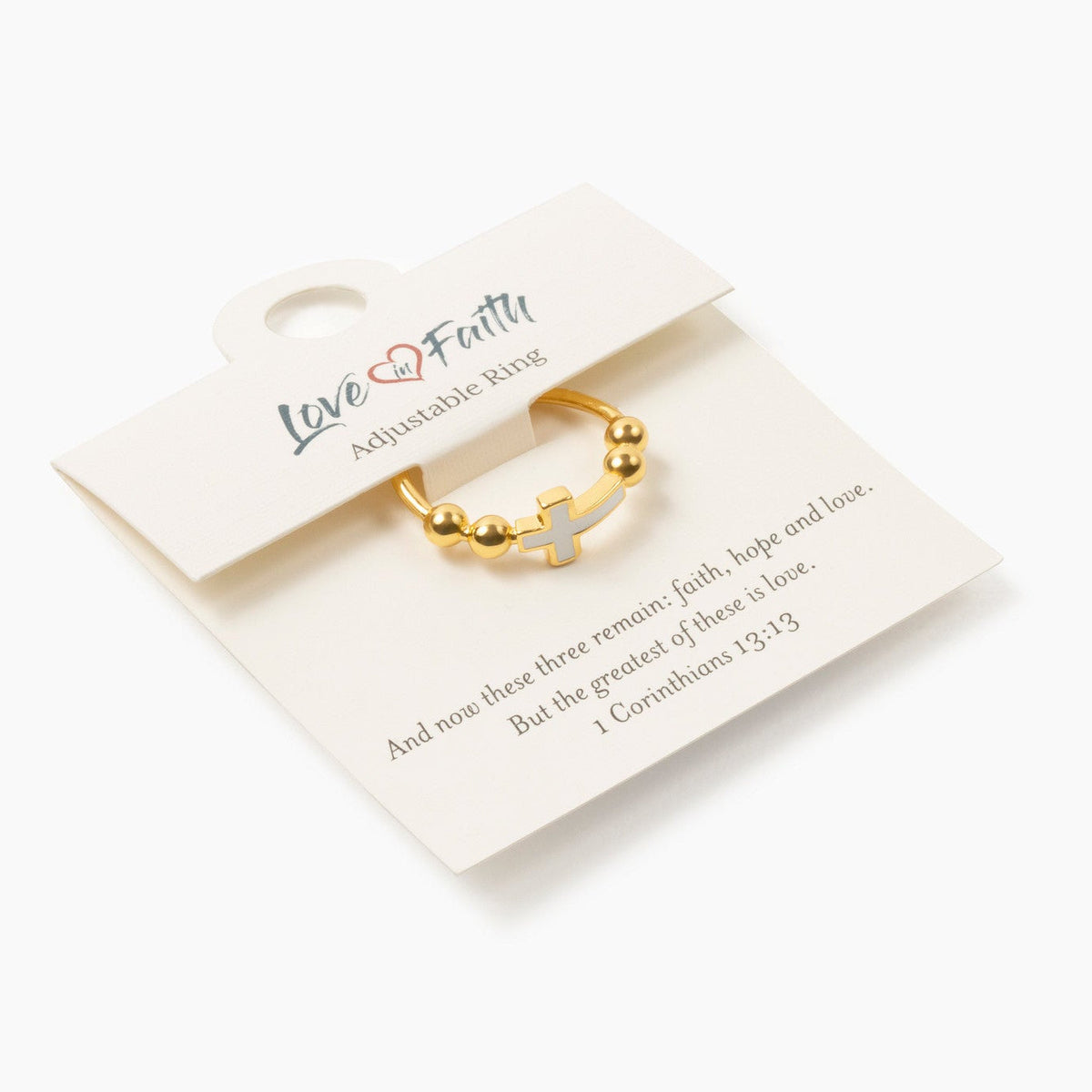 Love in Faith Christian Rings for Women | Adjustable Faith Inspired Jewelry, Gold Plated Rings, Christian Gifts for Mom, Daughter & Friends