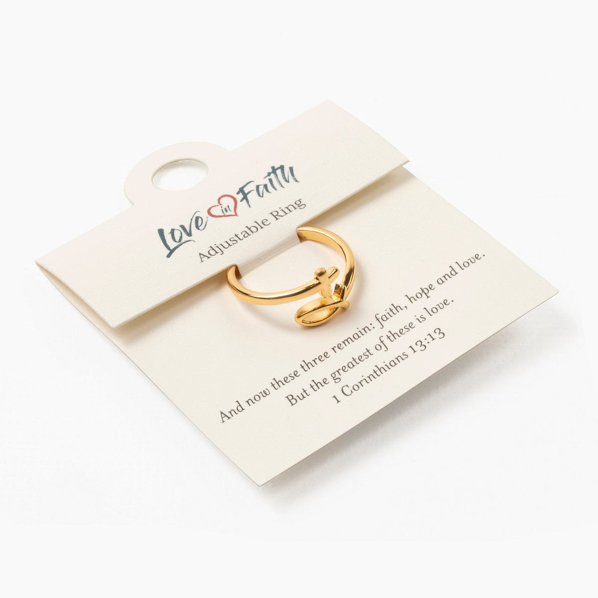Love in Faith Christian Rings for Women | Adjustable Faith Inspired Jewelry, Gold Plated Rings, Christian Gifts for Mom, Daughter & Friends