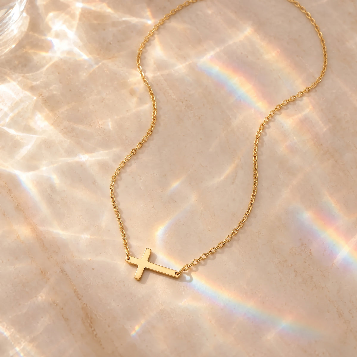 Stainless Steel Sideways Cross Necklace
