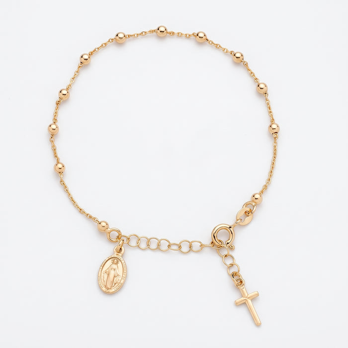 Gold Plated Beaded Rosary Bracelet