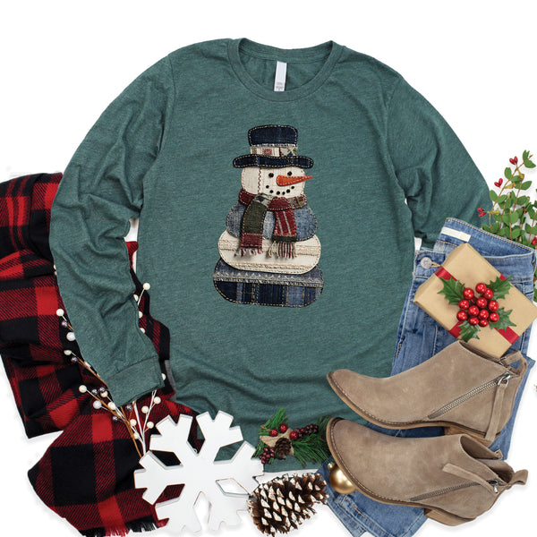 Patchwork Snowman Long Sleeve