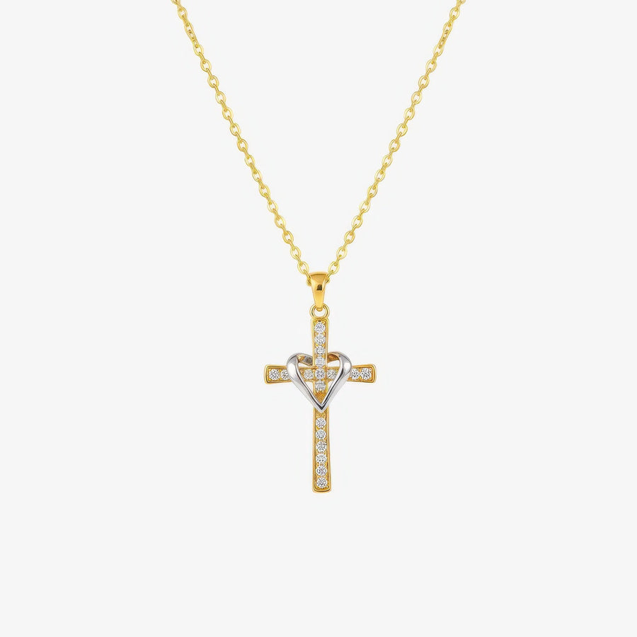 Two Tone Cross Necklace