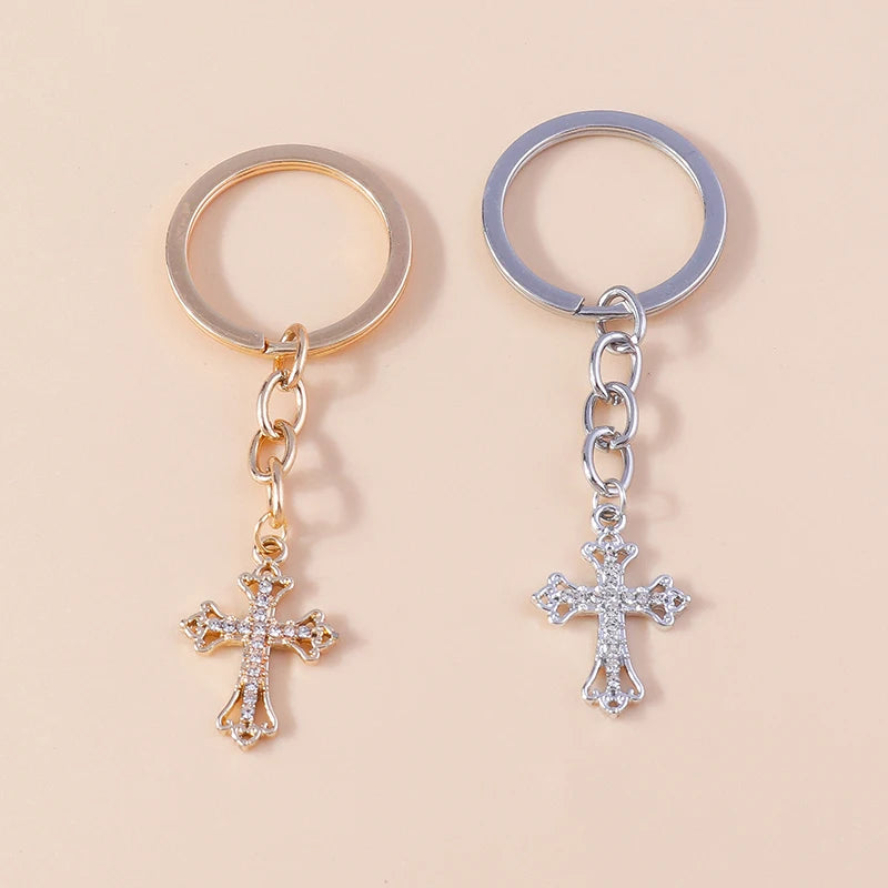 Crystal Cross Keyring