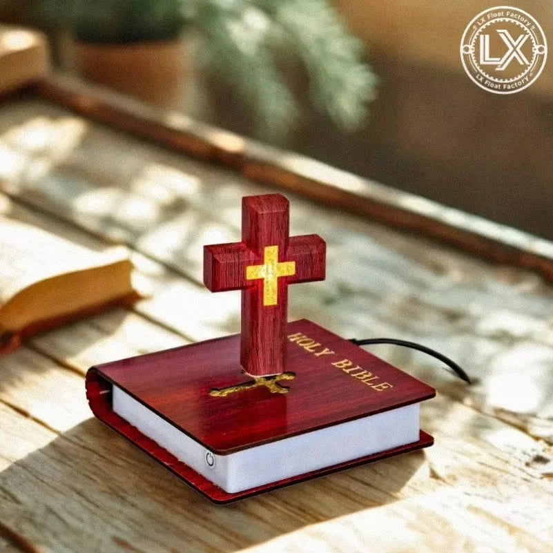 Levitating Cross Bible Lamp