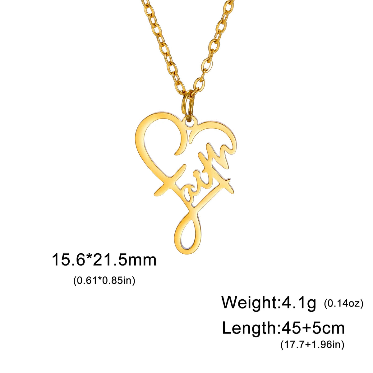 Faith Heart Script Necklace