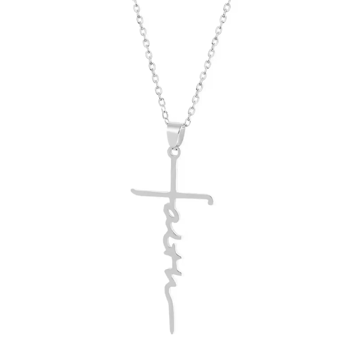 Faith Script Cross Necklace