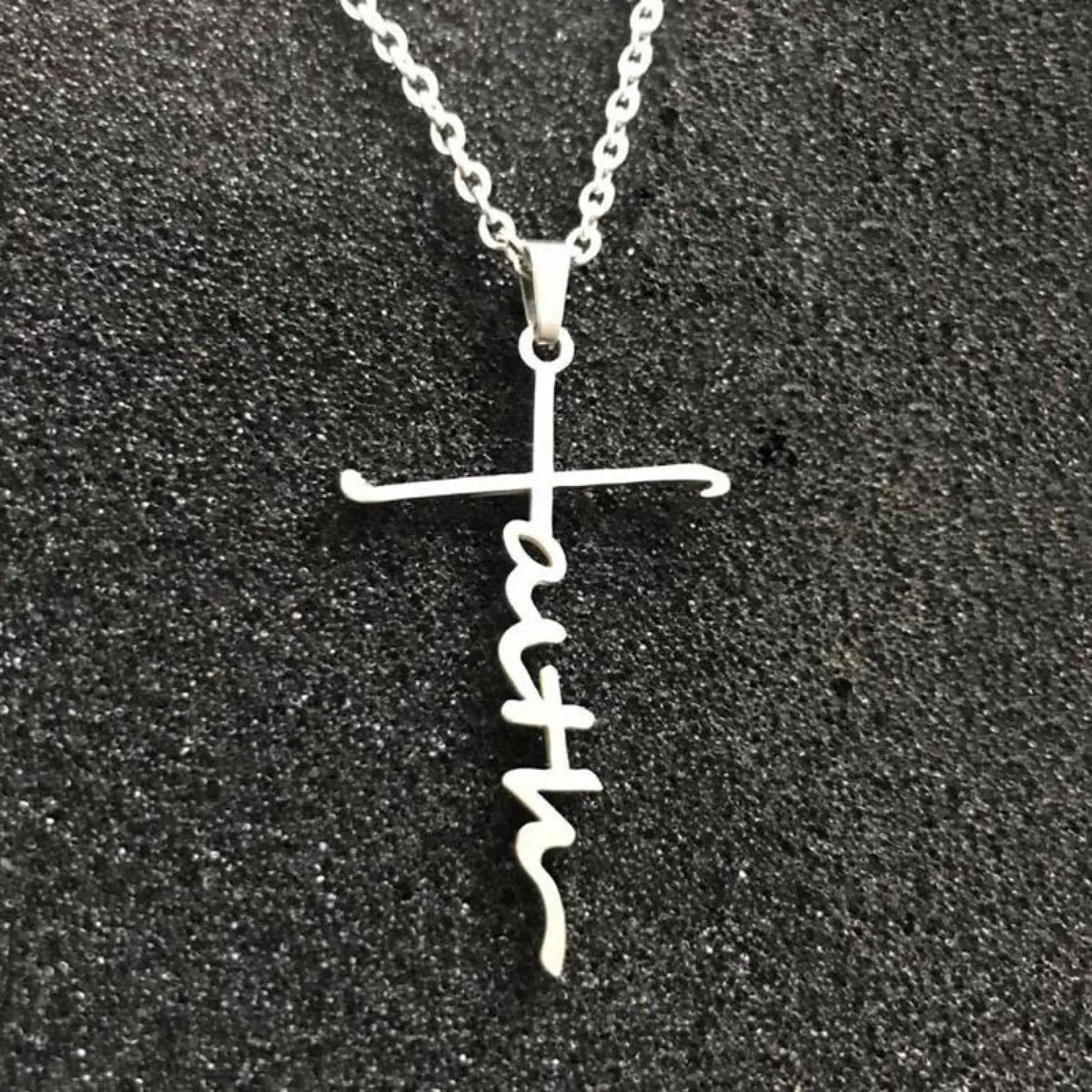 Faith Script Cross Necklace