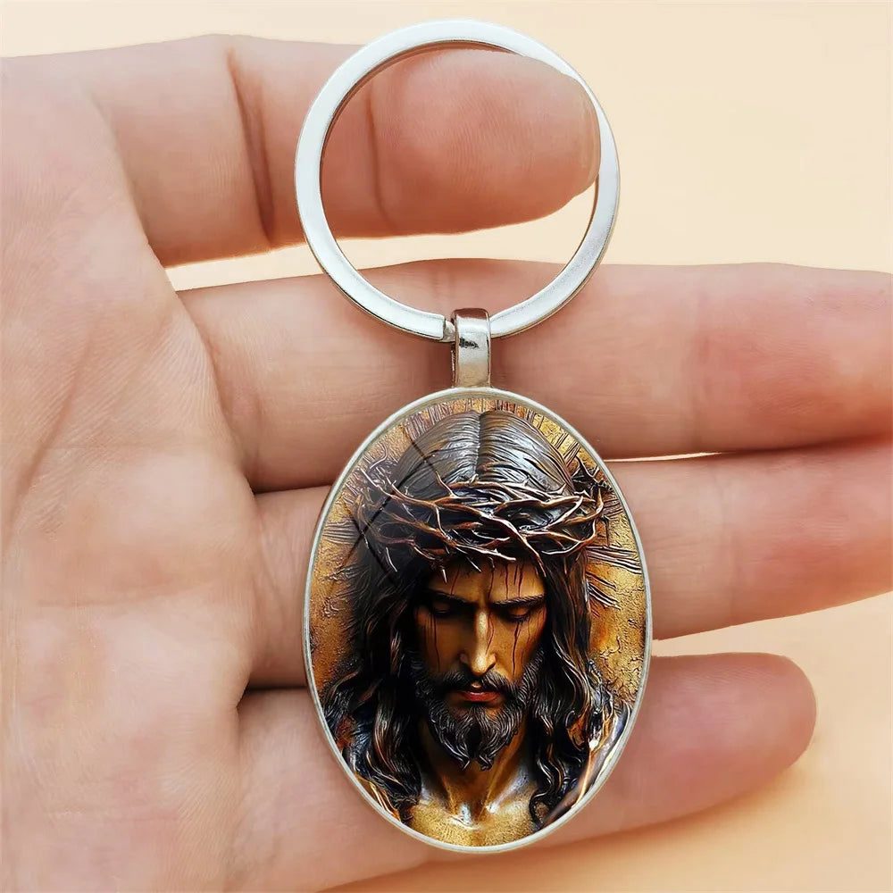 Jesus Portrait Glass Keyring