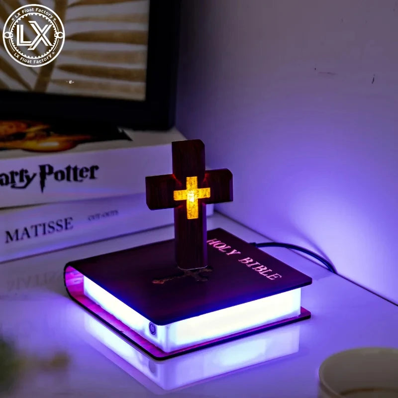 Levitating Cross Bible Lamp